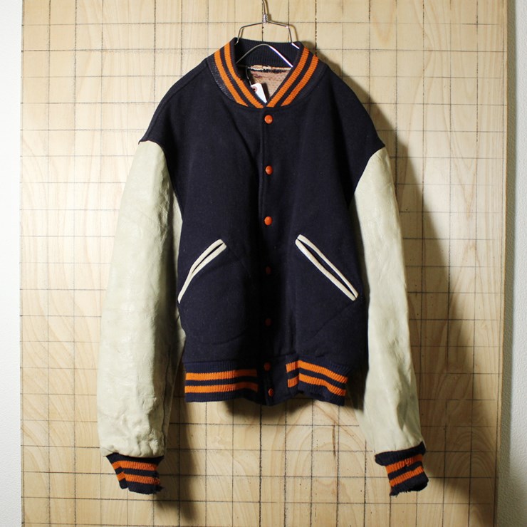 USA製 60s BUTWIN  STADIUM JUMPER ウール レザー