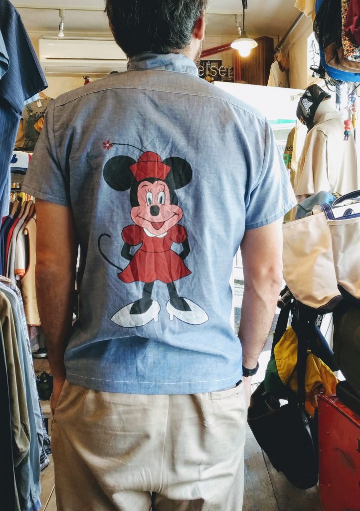 70s K-mart Painted “Minnie Mouse” Remake Chambray shirt – ataco ...