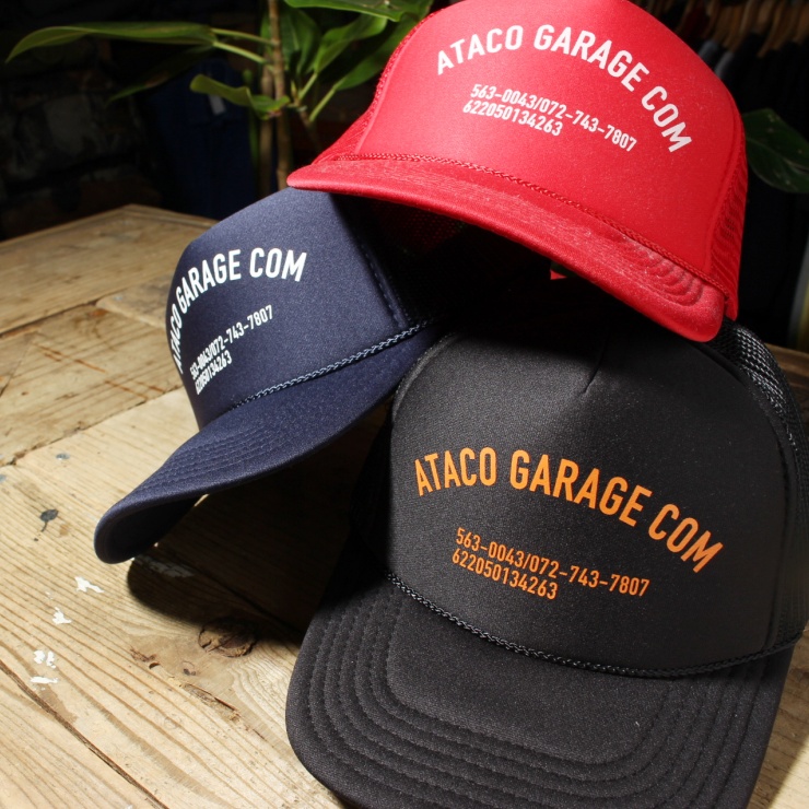 ataco garage originals オリジナルプリント ataco garage com メッシュキャップ 帽子 ブラック ネイビー 紺 フリーサイズ OTTO