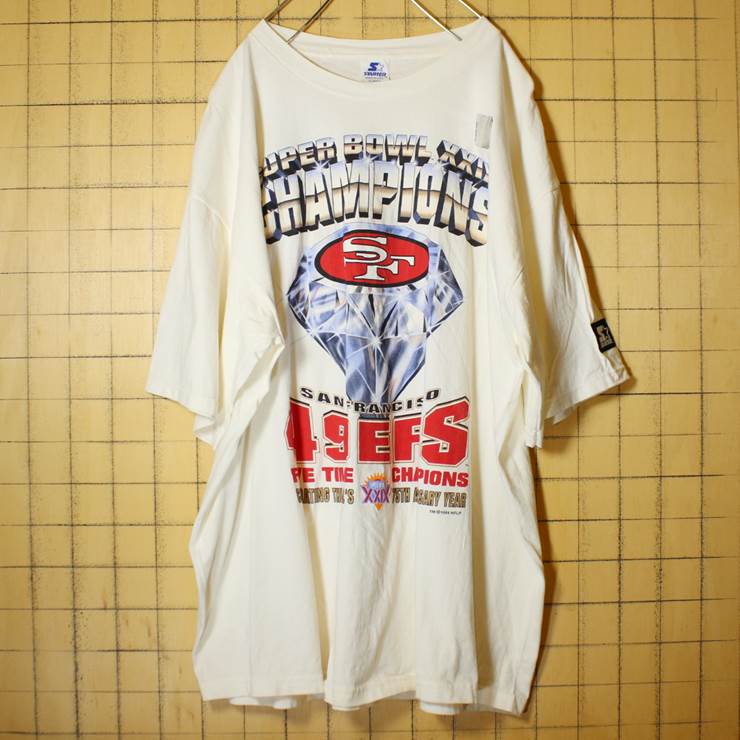 USA製 STARTER NFL 49ERS プリント 半袖 Tシャツ ホワイト メンズXL 古着