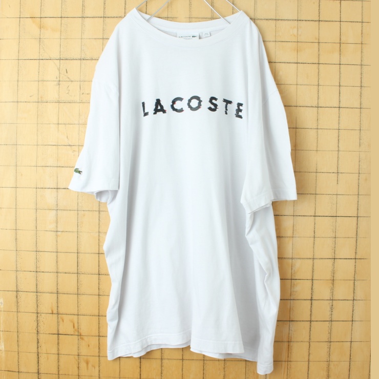 ビッグサイズ フランス企画 フレンチラコステ Lacoste 半袖 プリント Tシャツ ホワイト メンズ3XL ヨーロッパ古着
