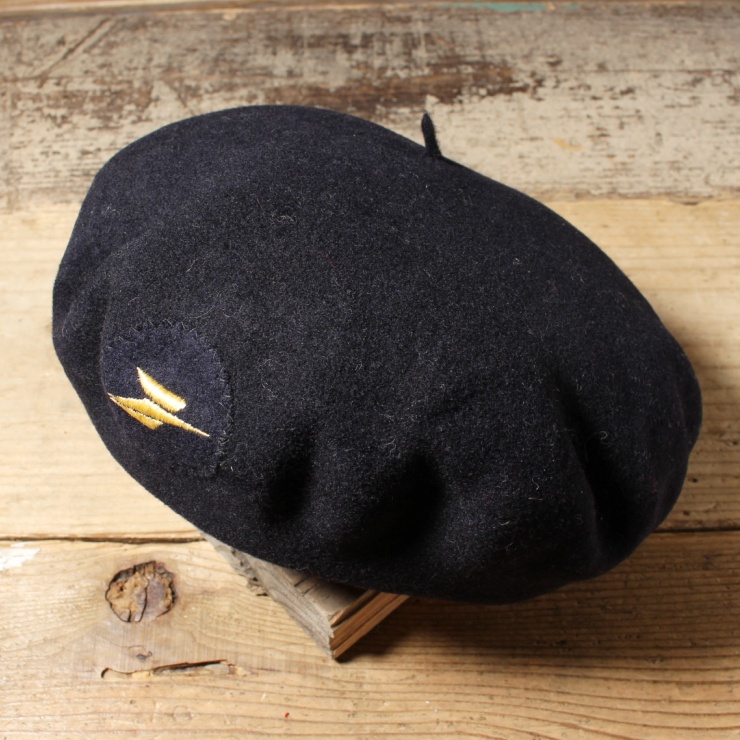 50s 60s フランス製 Ets LAULHERE 郵便局 ウール ベレー帽 キャップ 帽子 ブラック メンズM相当 OLORON SAINTE MARIE EURO ヨーロッパ古着