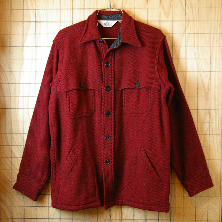 【Woolrich】US古着80'sビンテージレッド×ブラック(赤×黒)ウールシャツ・マッキーノジャケット【ウールリッチ】