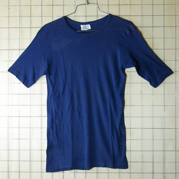 古着ヨーロッパ製　無地紺(ネイビー)コットン100%Tシャツ【La Mode】