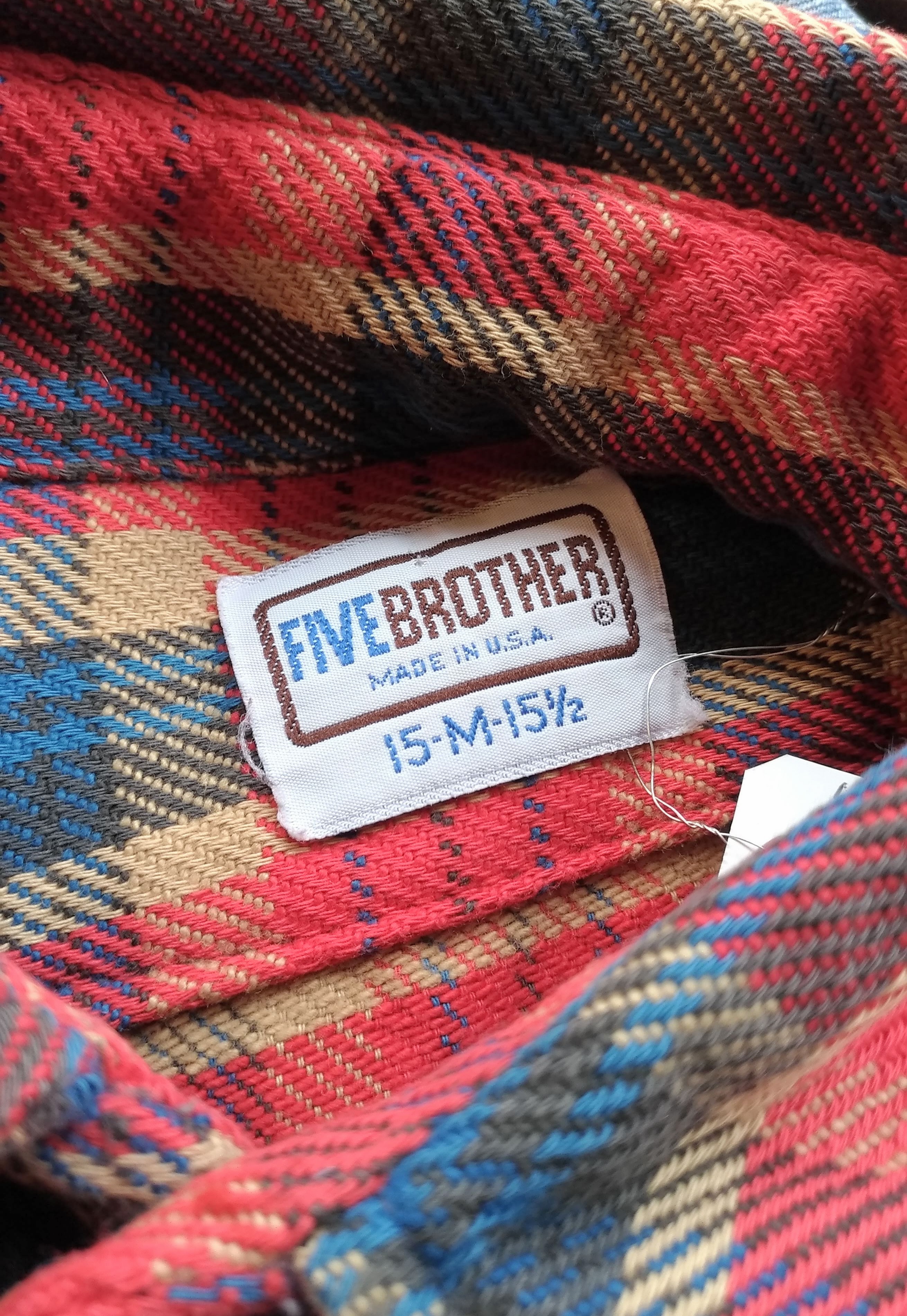 70s-80s FIVE BROTHER Check Heavy Flannel Shirt – ataco garage blog