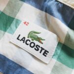 French Lacoste S/S Button-Down Plaid Shirt Green Mens-ML