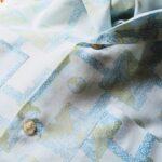 1960s-70s Open-Collar S/S Full Pattern Shirt Light-Blue Mens-L