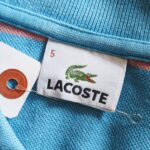 1990s French LACOSTE S/S Border Polo Shirt Blue-Pink Mens-L