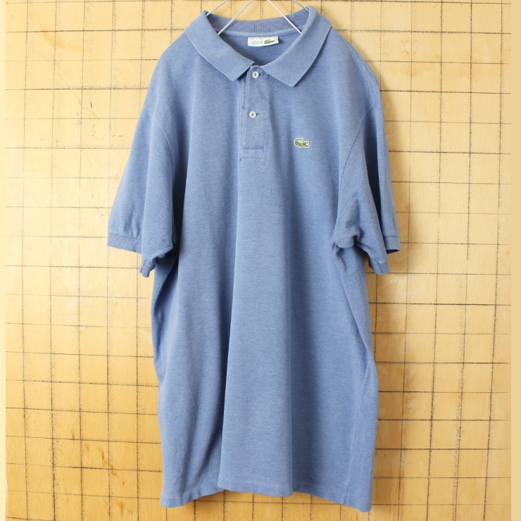 70s 80s フランス製 フレンチラコステ Lacoste 半袖 ポロシャツ ネイビー ブルー メンズL相当 ワンポイント ヨーロッパ古着