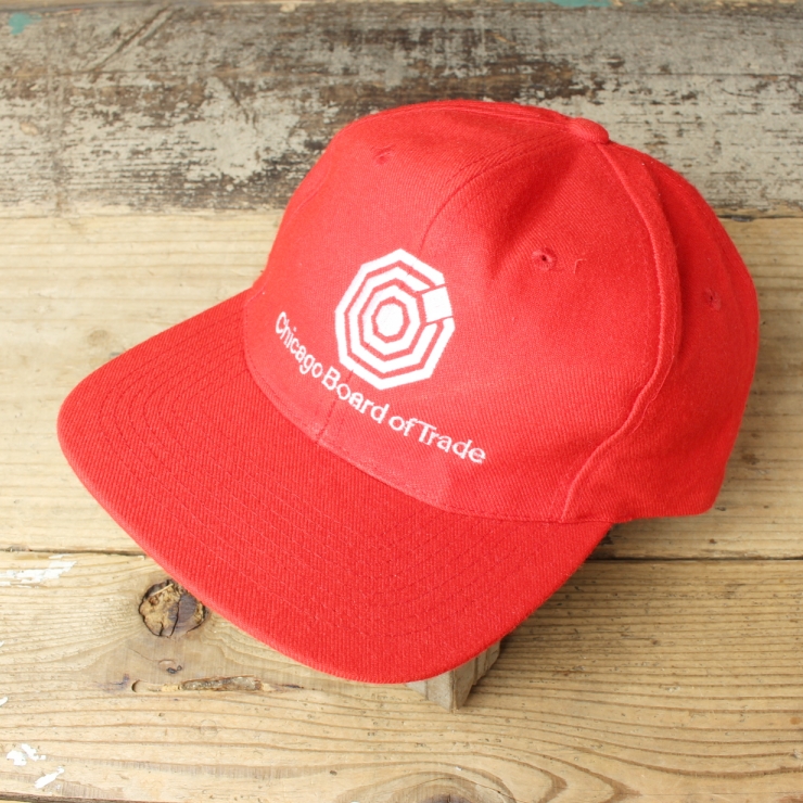 80s USA Chicago Board of Trade トラッカー キャップ 帽子 レッド 赤 フリーサイズ アメリカ古着