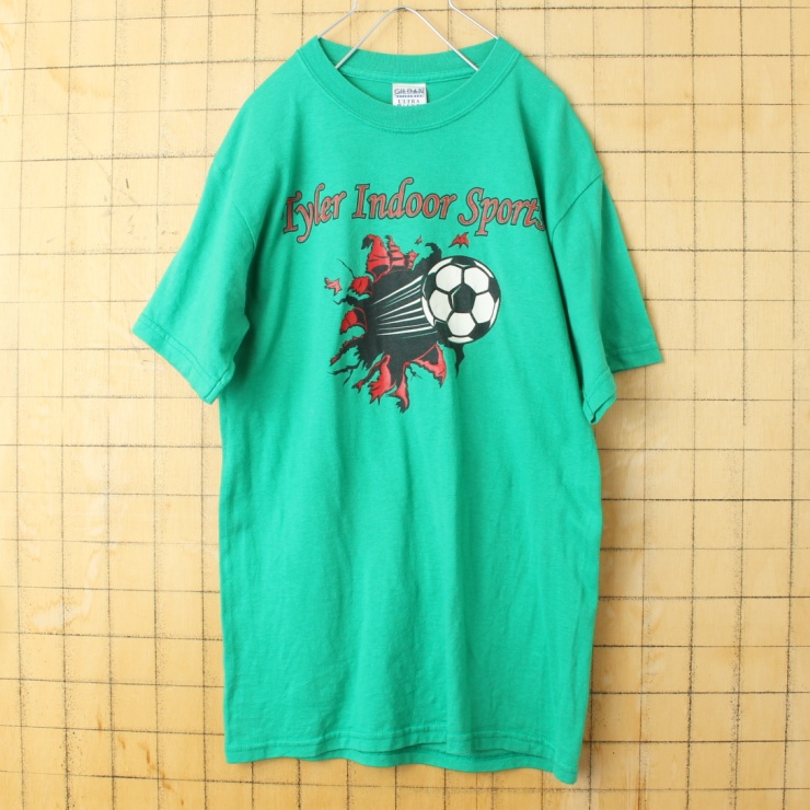 USA GILDAN Tyler Indoor Sports プリント 半袖 Tシャツ グリーン メンズS アメリカ古着