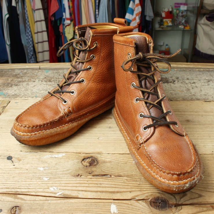 USA製 Quoddy Trail Moccasin モカシン レザーブーツ 8 26cm相当 クレープソール ブラウン アメリカ古着