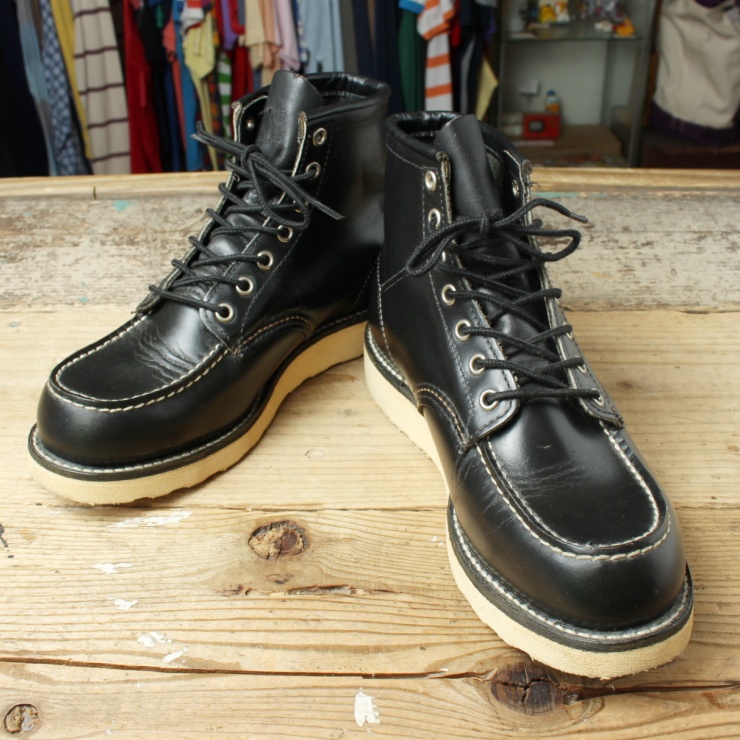 USA製 RED WING レッドウィング 6インチ クラシックモック ブラック レザー ワークブーツ 25.5cm US7.5 アメリカ古着