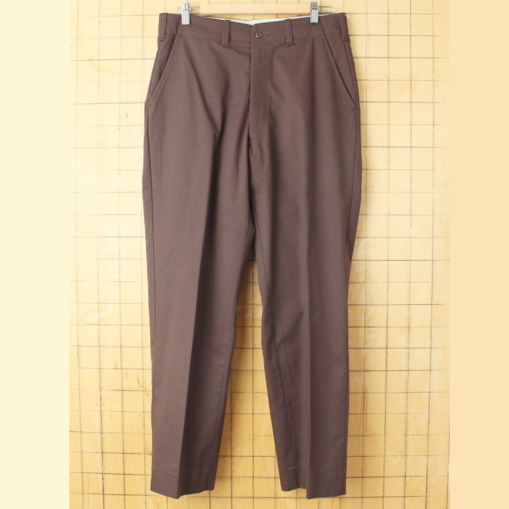 70s 80s USA製 WORK WEAR CORPORATION ワーク パンツ ブラウン W33 スラックス アメリカ古着