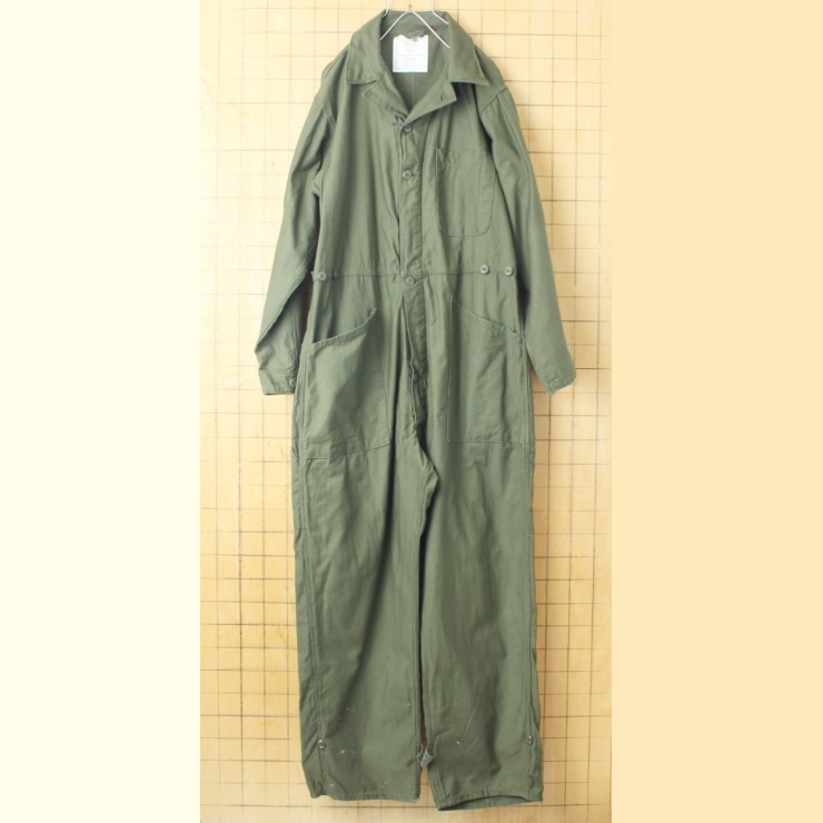 80s 米軍 COTTON SATEEN カバーオール TYPE 1 LARGE ミリタリー オールインワン つなぎ アウトドア ワーク アメリカ古着