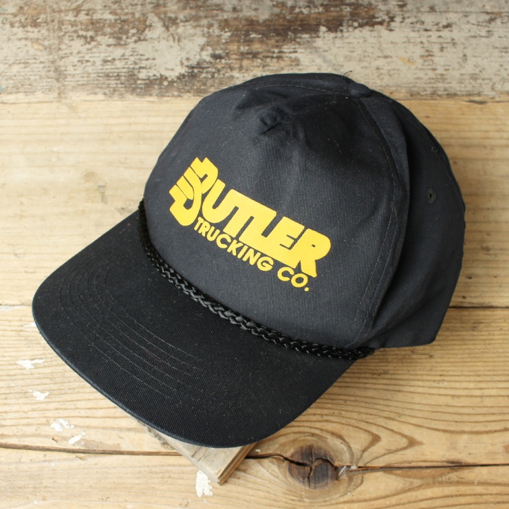 80s 90s USA BUTLER TRUCKING CO. キャップ 帽子 ブラック フリーサイズ アメリカ古着