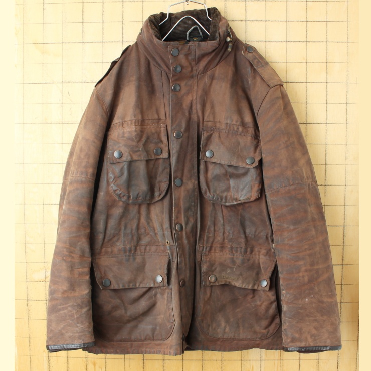 00s ENGLAND製 Barbour BARNARD FIELD JACKET バブアー ワックスコットン オイルドジャケット ライナー付 カバーオール メンズL ブラウン アウトドア ヨーロッパ古着