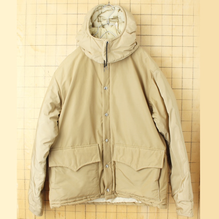 70s 80s USA製 Woolrich ウールリッチ マウンテンパーカー 中綿ジャケット ベージュ メンズL アメリカ古着