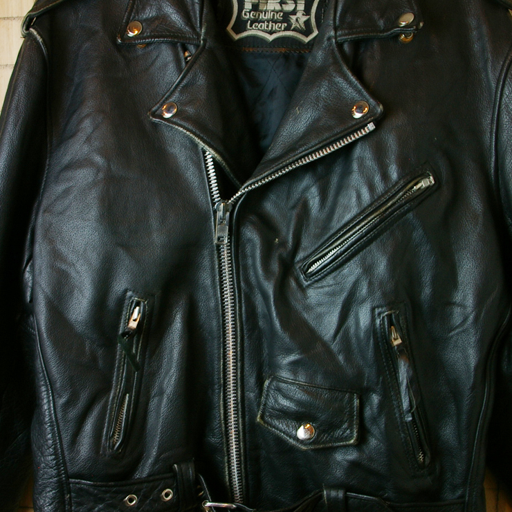 古着本革ブラックレザーライダースジャケット【FIRST Genuine Leather】